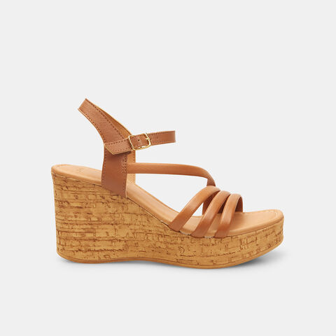 Sandalias de mujer de piel con cuña , Marrón Sandalias de mujer de piel con cuña , Marrón